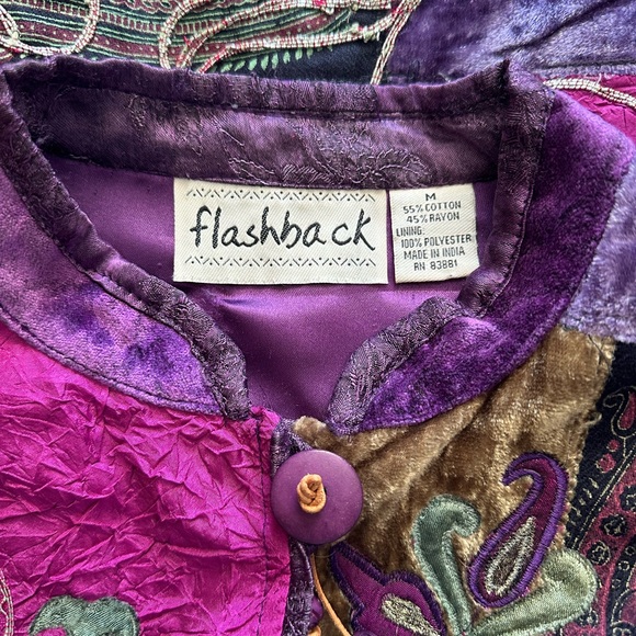 Vintage Flashback Women's Jacket Whimsigoth Witchy Velvet Patchwork Size M - Picture 8 of 9